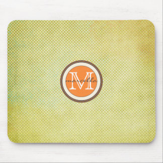 Mousepad Monograma alaranjado de intervalo mínimo verde