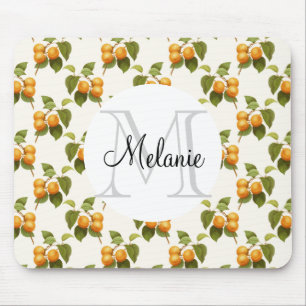 Mousepad Monograma alaranjado do teste padrão da aguarela