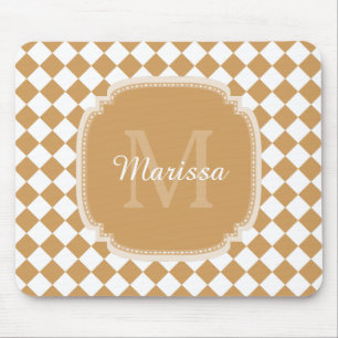 Mousepad Monograma Amarelo Dourado Verificado Com Nome