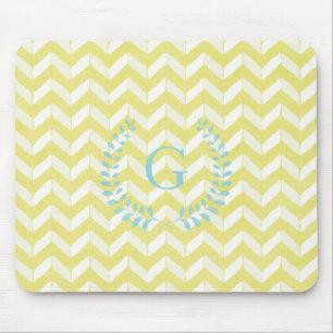 Mousepad Monograma amarelo Pastel chique do costume de