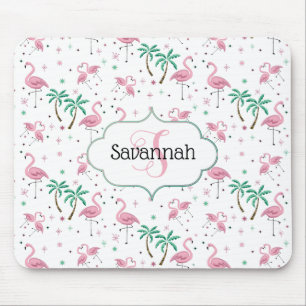 Mousepad Monograma atômico do estilo dos flamingos e das