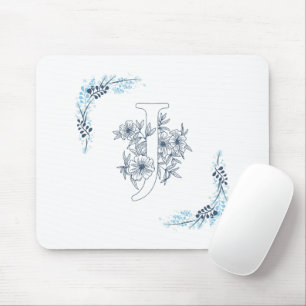 Mousepad Monograma Azul, Calm Floral