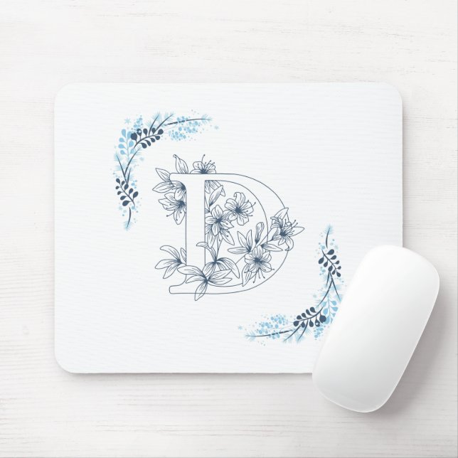 Mousepad Monograma Azul, Calm Floral (Com mouse)