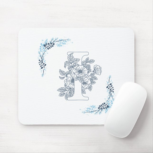 Mousepad Monograma Azul, Calm Floral (Com mouse)
