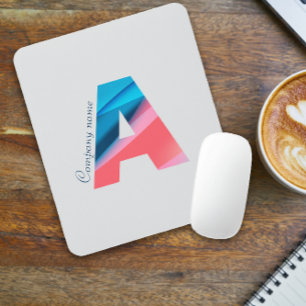 Mousepad Monograma azul-coral elegante com letra A