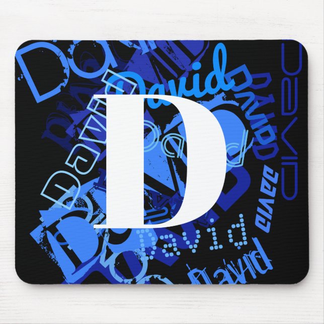 Mousepad Monograma Azul Criativo (Frente)