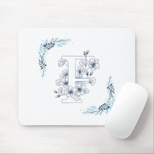 Mousepad Monograma Azul, Forma Floral