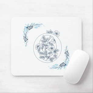 Mousepad Monograma azul inicial Calm Floral