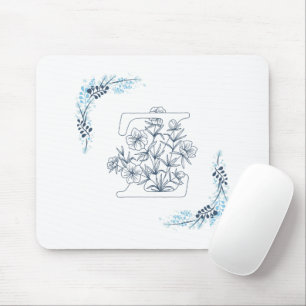 Mousepad Monograma Azul, Monograma, Calm Floral