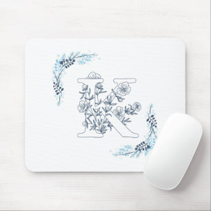 Mousepad Monograma Azul, Monograma, Calm Floral