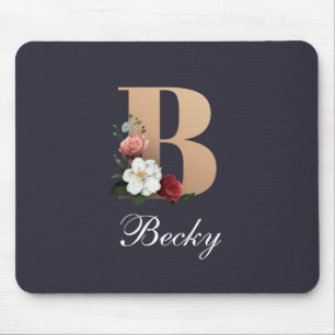 Mousepad Monograma B, design floral bonito,