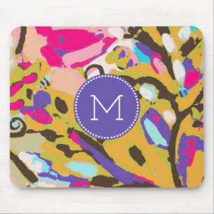 Mousepad Monograma   Boho Floral I Rosa