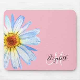 Mousepad Monograma Bonito Rosa Branco