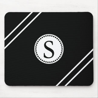 Mousepad Monograma branco com Black & WhiteStripes