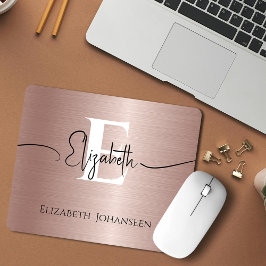 Mousepad Monograma branco de metal Dourado e Elegante, com 