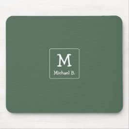 Mousepad Monograma branco e nome em verde