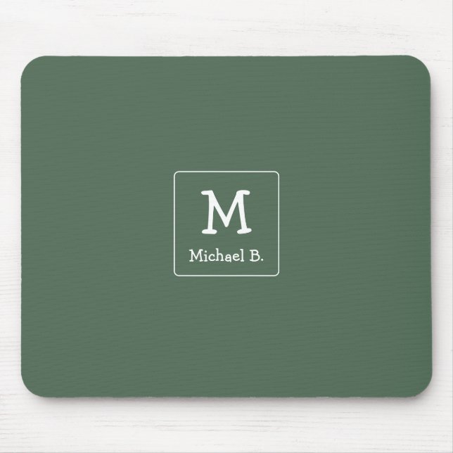 Mousepad Monograma branco e nome em verde (Frente)