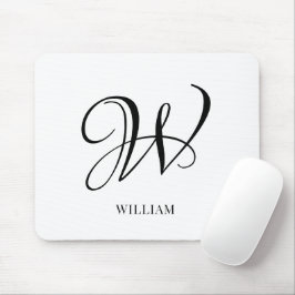 Mousepad Monograma Branco Personalizado Inicial
