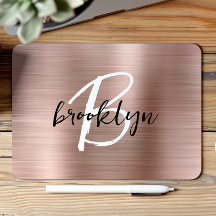 Monograma branco preto com metal Dourado, com rosa