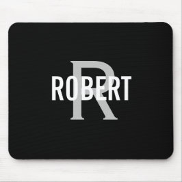 Mousepad Monograma branco preto moderno - Pão do rato