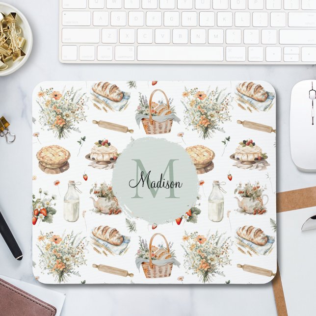Mousepad Monograma Caprichoso Floral Morango Campo (In situ)
