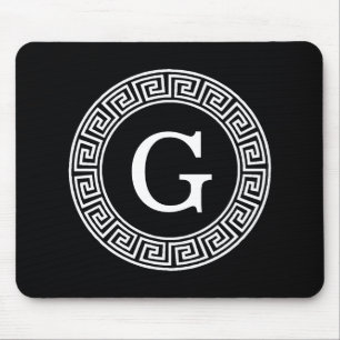 Mousepad Monograma chave grego branco preto da inicial do