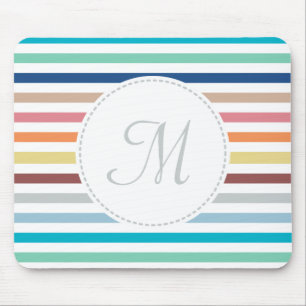Mousepad Monograma Chic Pastel Arco-íris Horizontal Stripe