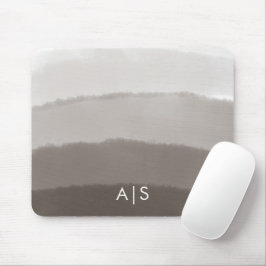 Mousepad Monograma Cinza inicial de aquarela seca