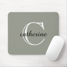 Mousepad Monograma Clássico de Script de Nevoeiro Evergreen