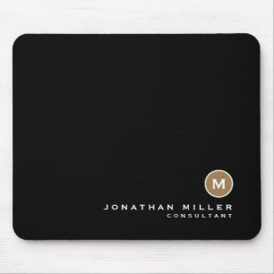Mousepad Monograma Clássico Dourado Preto Mínimo