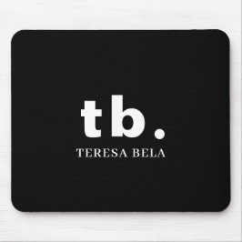 Mousepad Monograma Clássico Elegante Minimal Preto e Branco