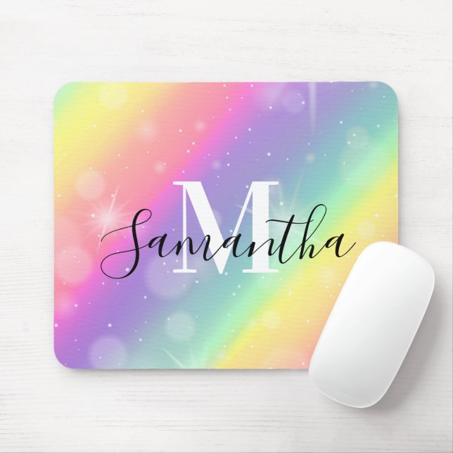 Mousepad Monograma Colorido Bonito (Com mouse)
