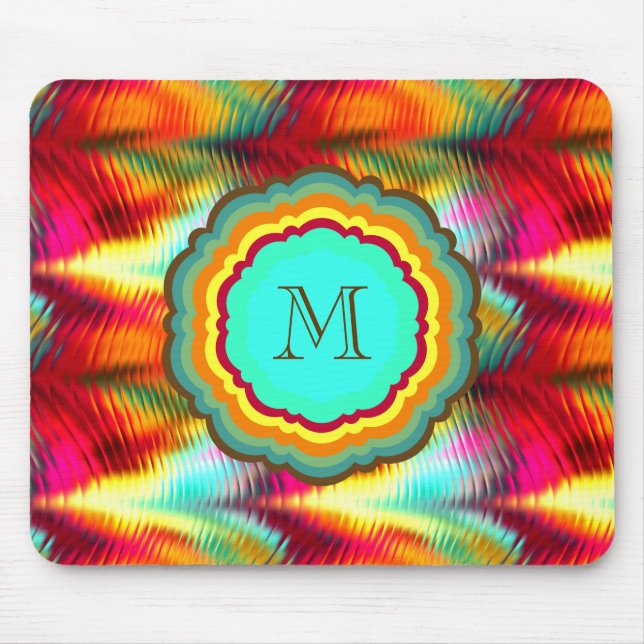 Mousepad Monograma Colorido e Divertido de Arco-Íris (Frente)