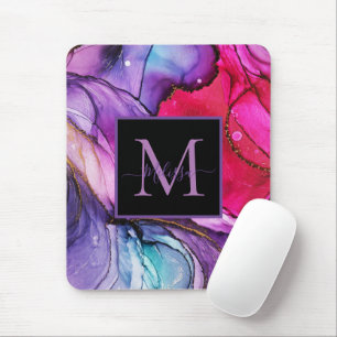 Mousepad Monograma Colorido Moderno Elegante Marmoreado