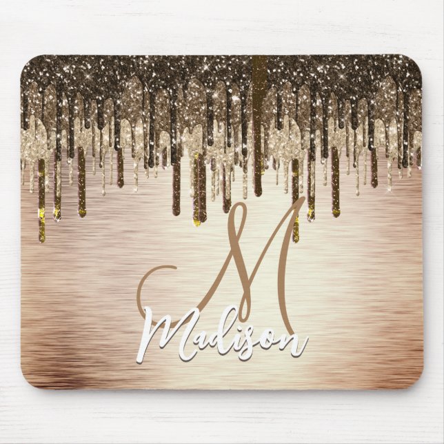 Mousepad Monograma com brilho dourado esbranquiçado (Frente)