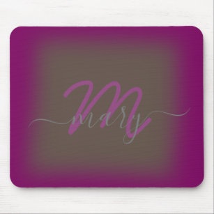 Mousepad Monograma com nome mínimo cor-de-rosa roxo Dusty