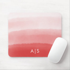 Mousepad Monograma Cor de Água Inicial Magra Vermelha Coral