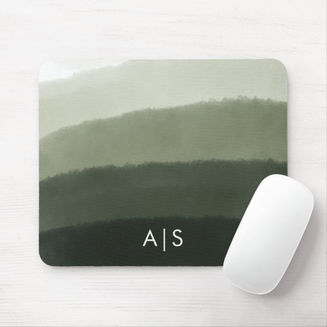 Mousepad Monograma Cor de Água Inicial Mata Verde (Com mouse)