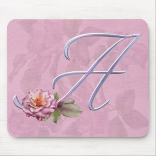 Mousepad Monograma cor-de-rosa A dos rosas