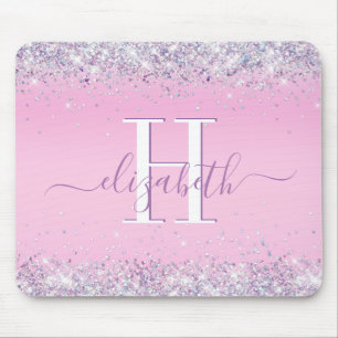 Mousepad Monograma Cor-de-Rosa de Confetti