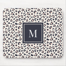 Mousepad Monograma cor-de-rosa de impressão leopardo