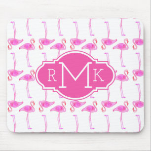 Mousepad Monograma cor-de-rosa do teste padrão do