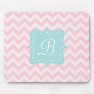 Mousepad Monograma cor-de-rosa do ziguezague