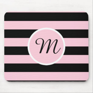 Mousepad Monograma, cor-de-rosa e preto