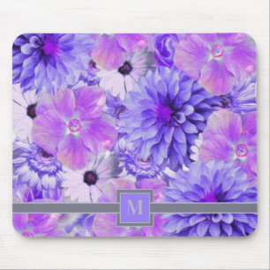 Mousepad Monograma, cor-de-rosa e púrpura,