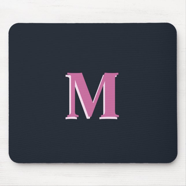 Mousepad Monograma cor-de-rosa profundo marinho (Frente)