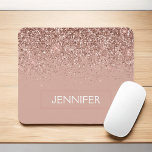 Mousepad Monograma Cor de Rosa Rosa Rosa Dourada, Brilhante<br><div class="desc">Rosa Dourado - Placa de Mouse com Miniatura Luminosa Cinzenta Cinzenta Cintilante Elegante e Moderna Trendy Chic Monogrammed. Este monograma - adicione o seu próprio nome a mousepad personalizado pode ser atualizado com o seu nome.</div>