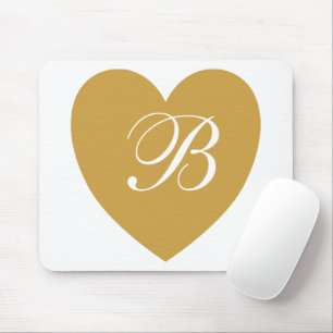 Mousepad Monograma Coração Dourado