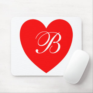 Mousepad Monograma Coração Vermelho