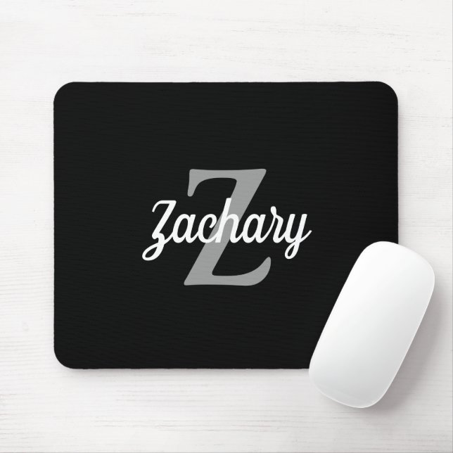 Mousepad Monograma da Cinza Branca Personalizada (Com mouse)